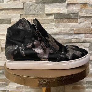 ALL BLACK Calf Hair High Top Sneakers 40 | Anthropologie Black Silver Streetwear